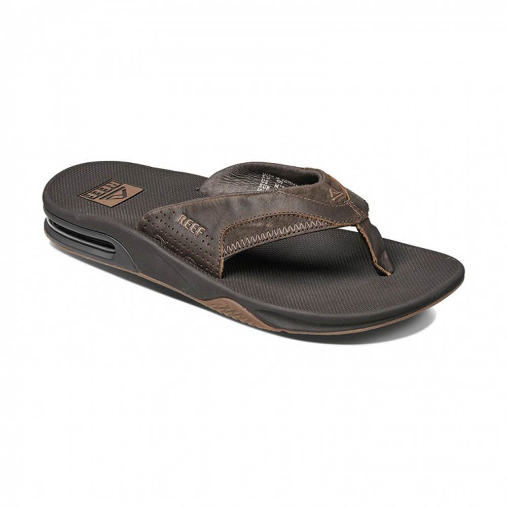 Reef Leather Fanning Heren Slippers - Dark Brown - Maat 46