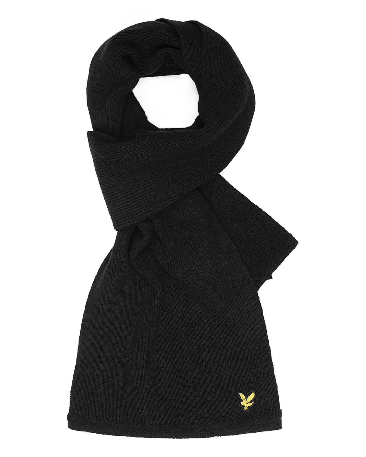 Lyle & Scott Geribde Sjaal in Zwart Black Unisex