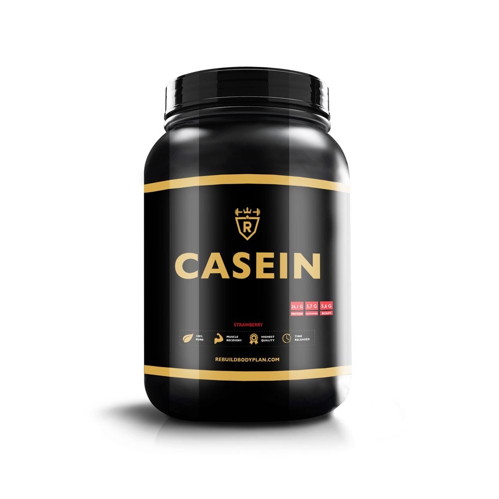 Rebuild Nutrition Casein - Nacht Proteïne/Caseïne Micellaire/Eiwitshake - Langzame Eiwitten - Poeder 1800 gr - Aardbei smaak