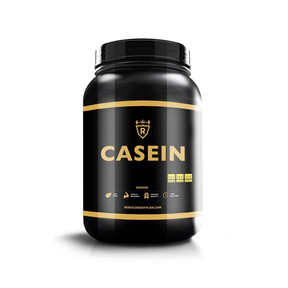 Rebuild Nutrition Casein - Nacht Proteïne/Caseïne Micellaire/Eiwitshake - Langzame Eiwitten - Poeder 1800 gr - Banaan smaak