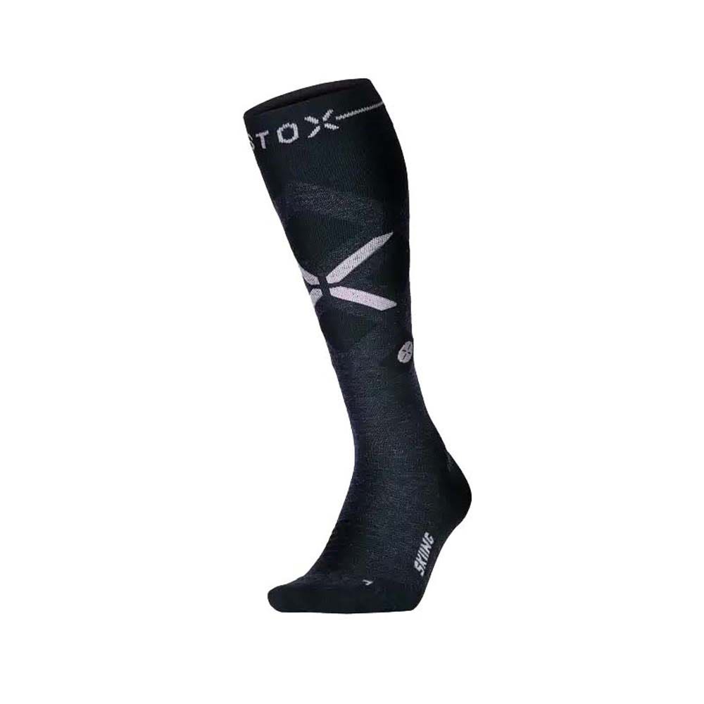 STOX Skisokken met Premium Compressie Technologie - Dames Ski Sokken van Merino Wol - Geen Koude Voeten - Geen Krampen - Kniekousen voor Skiën en Snowboard - 1 paar (Donkerblauw / Roze, S) 36