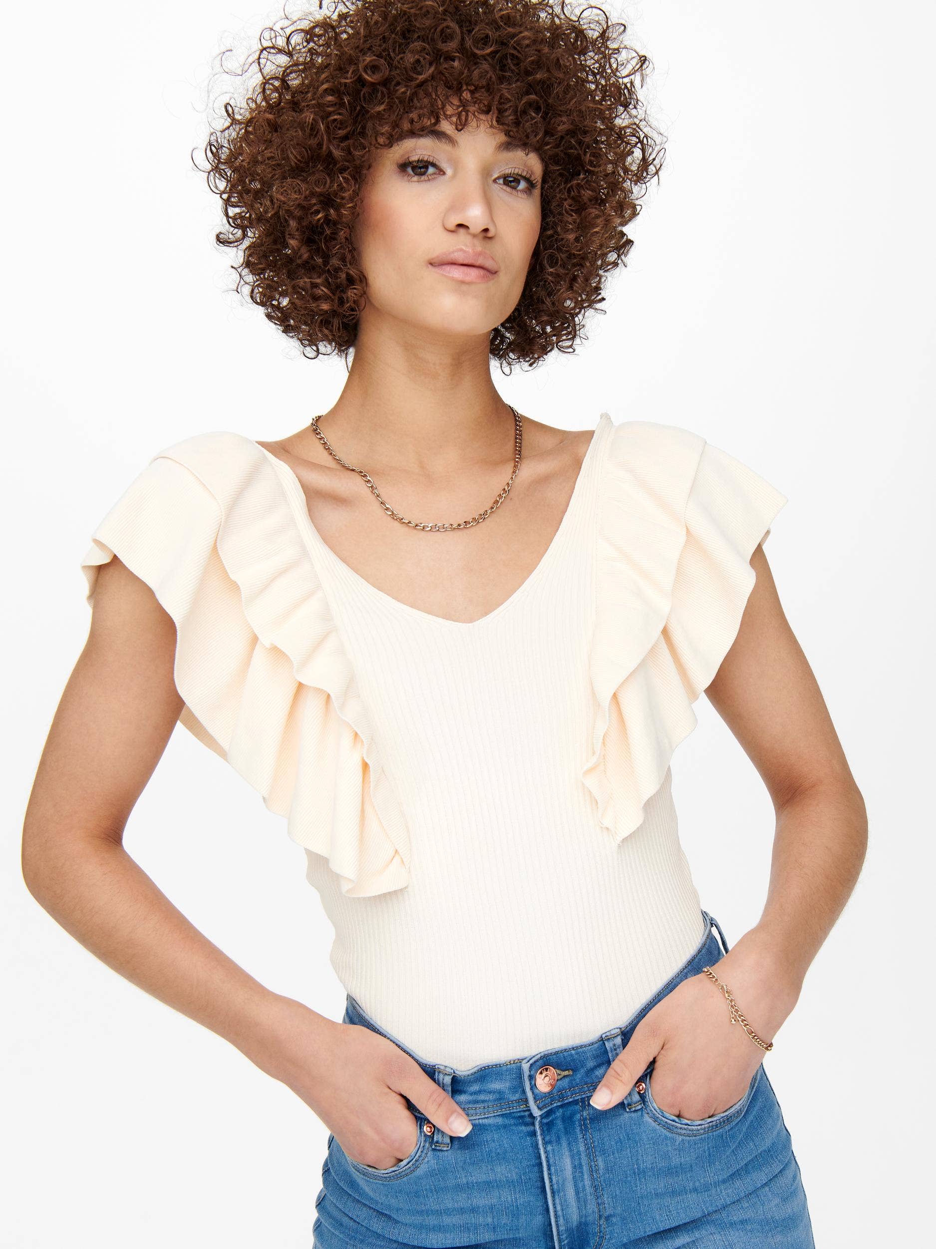 Only Ruffle V-neck Top