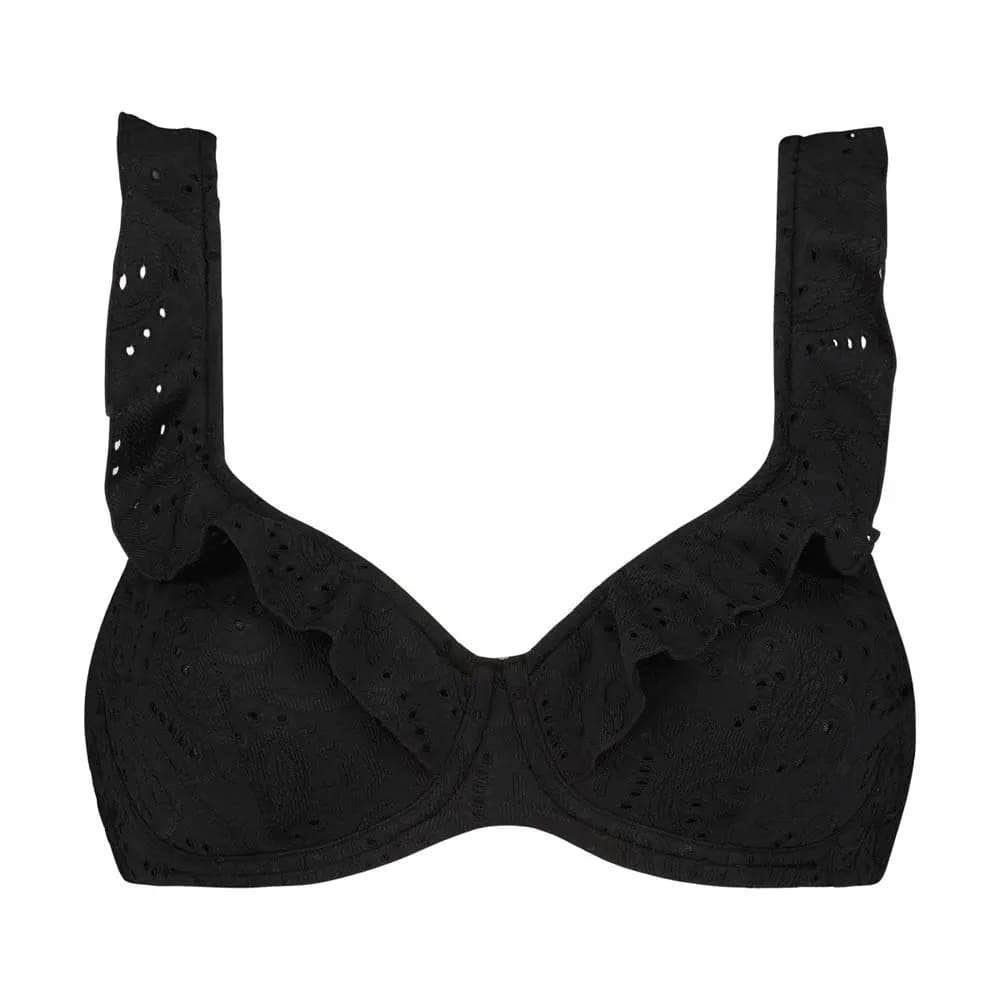 Beachlife Top-bikini Wired Black Embroidery