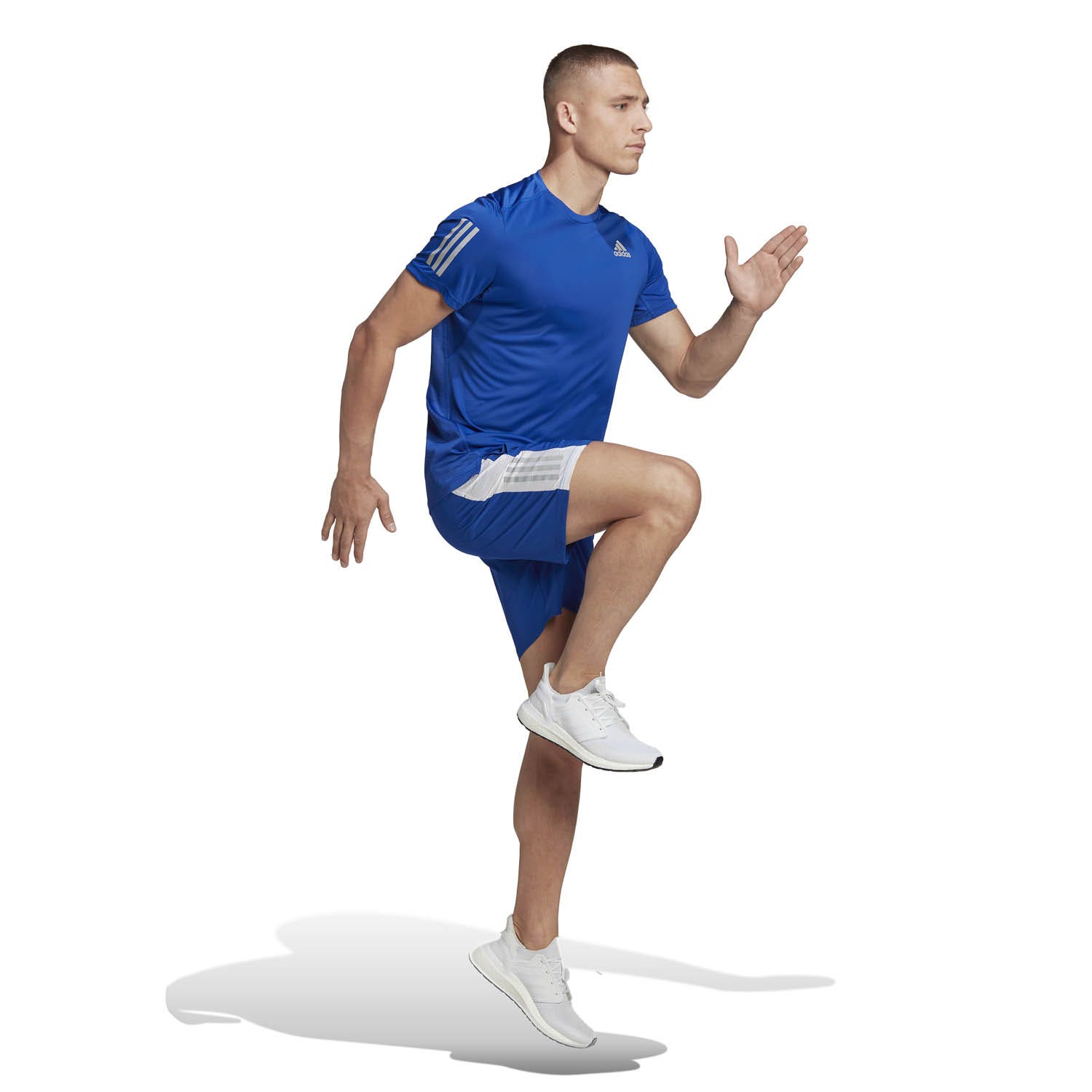 adidas - Own The Run Tee - Sportshirt maat S - Regular, blauw/grijs