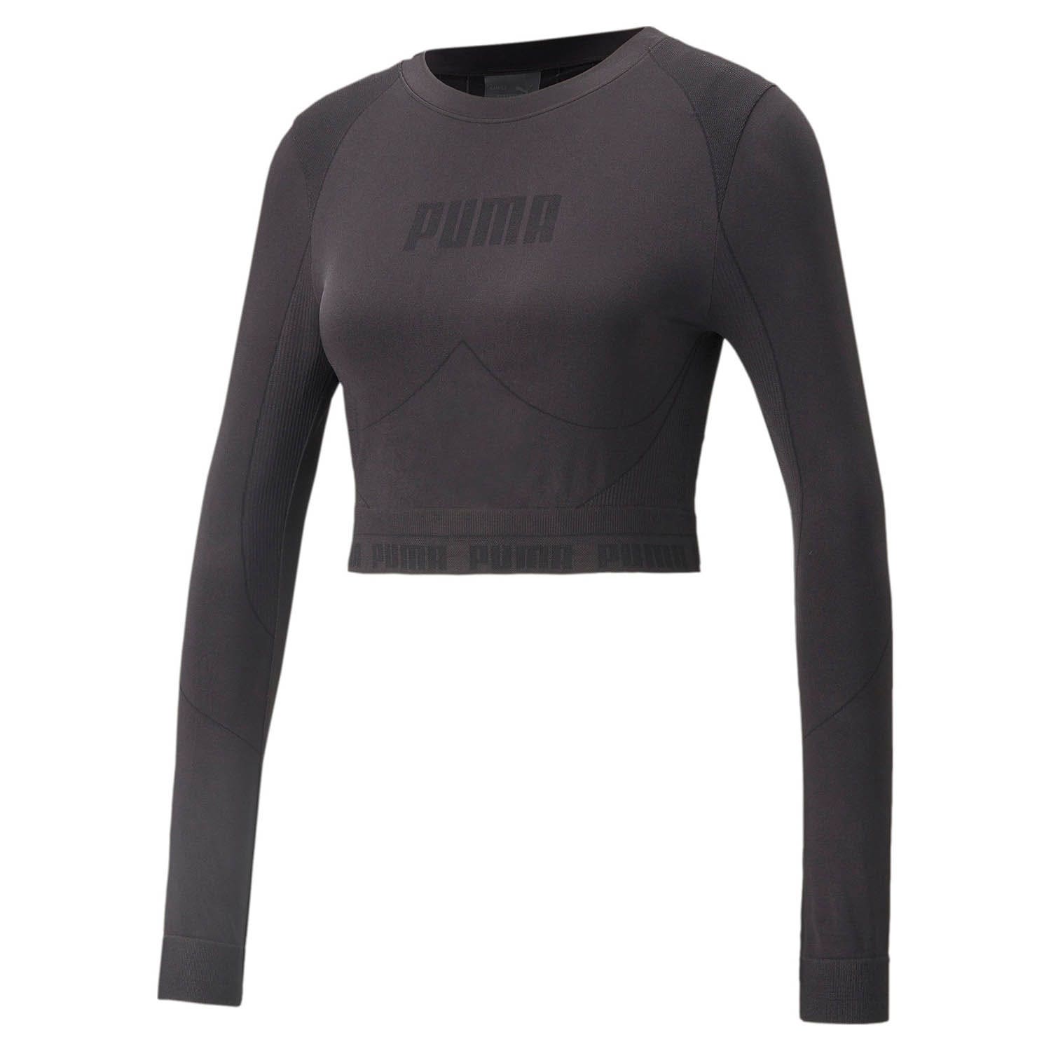 Puma puma evoknit longsleeve crop top zwart dames