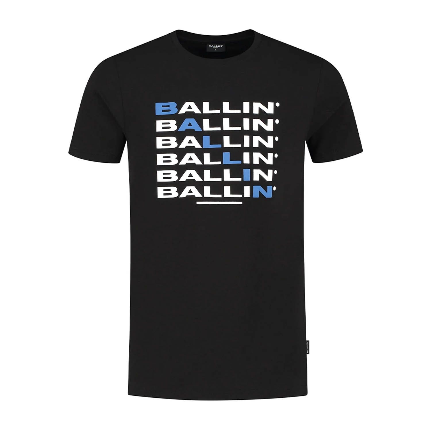 Ballin Amsterdam - Heren Slim Fit T-shirt - Zwart - Maat XS