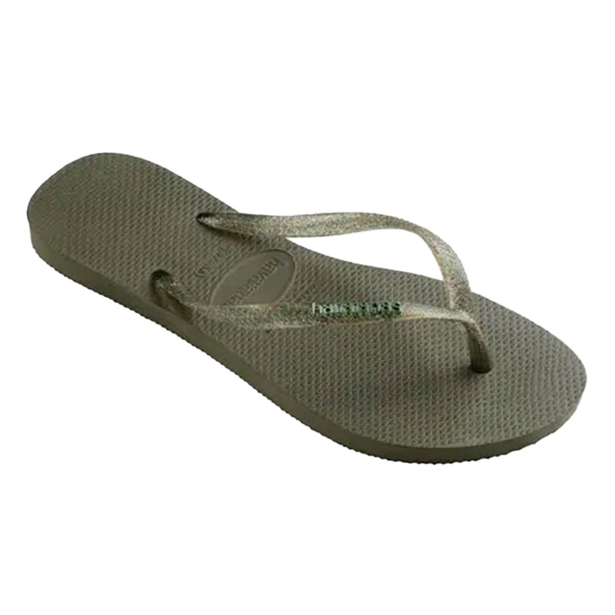 Havaianas Slim Logo Metallic Dames Slippers  - Green - Maat 37/38