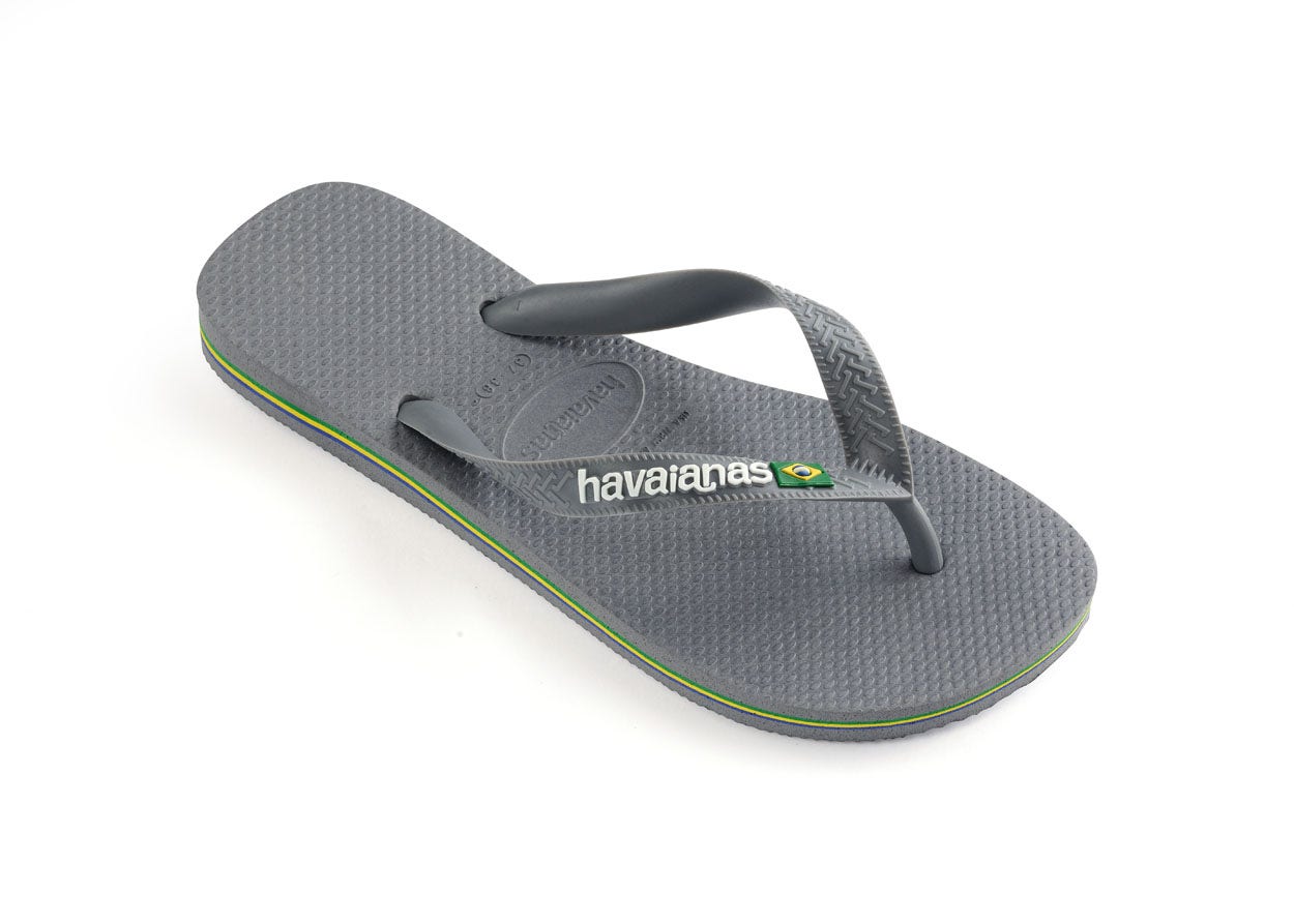Havaianas Brasil Logo Unisex Slippers - Steel Grey/Steel Grey - Maat 45/46