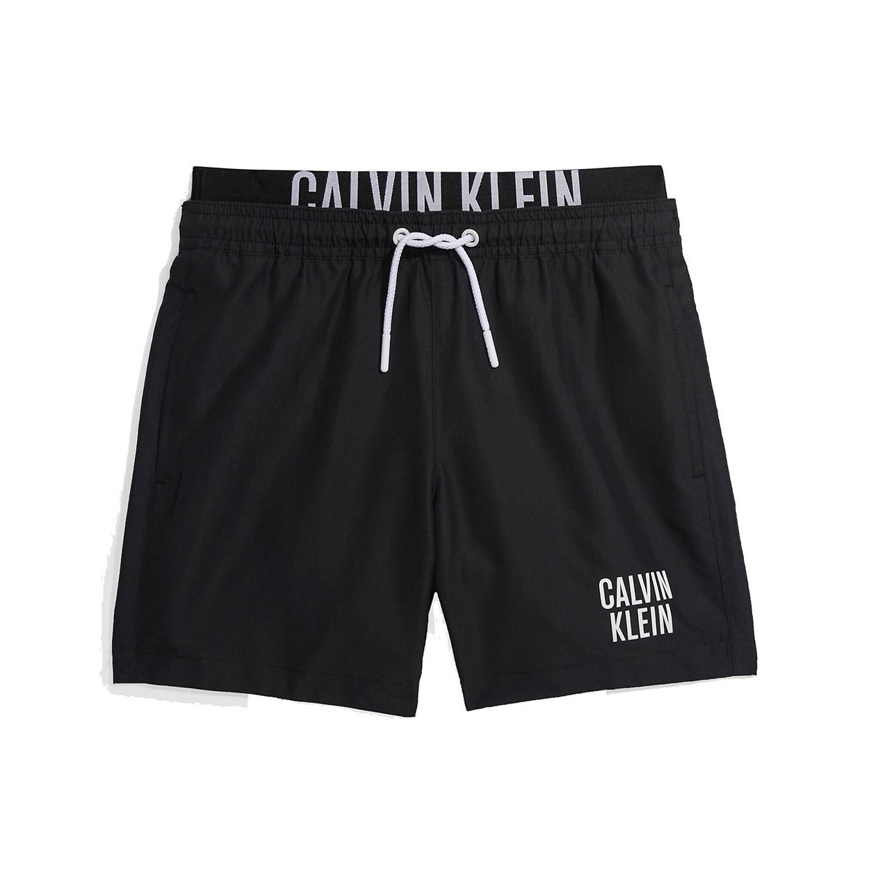 Calvin Klein jongens intense power zwemshort double waistband logo zwart - 164/176