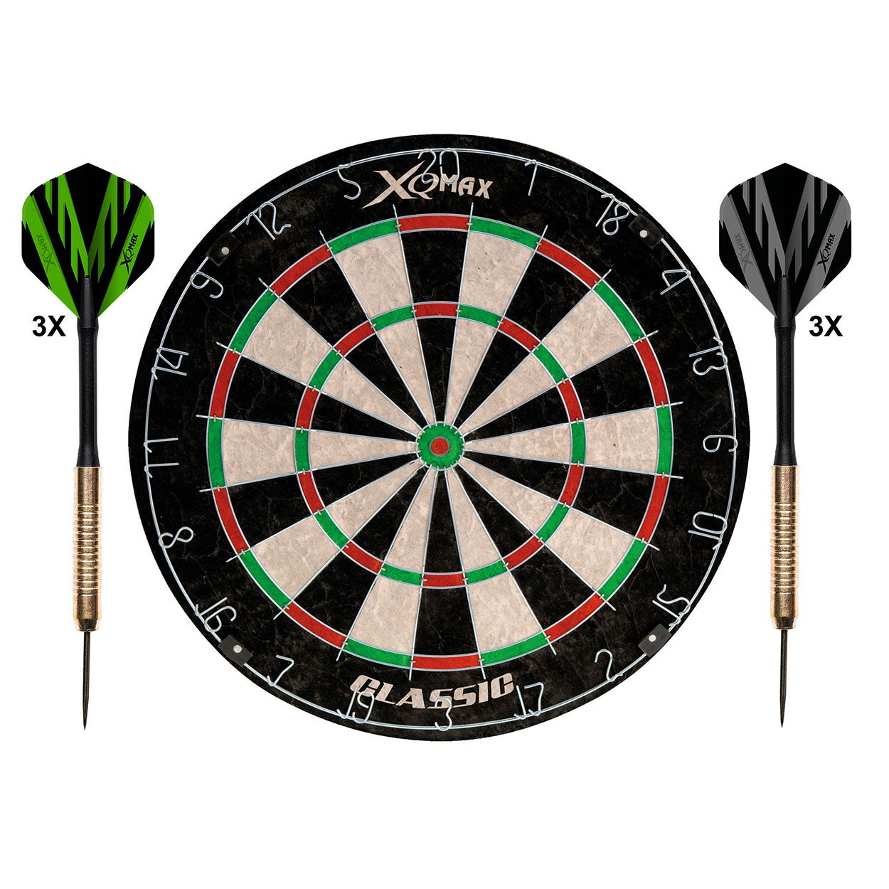 XQmax Darts 6-delige Dart starterset 18 g messing staal