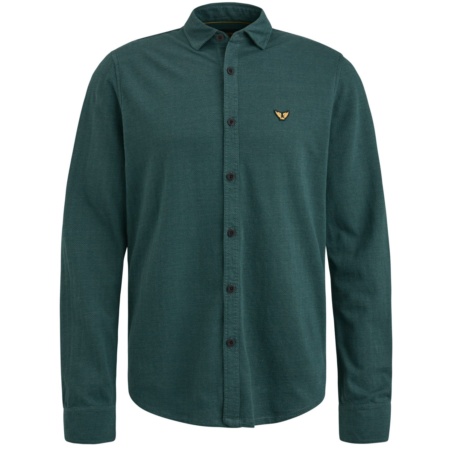 PME Legend regular fit overhemd met herringbone patroon groen