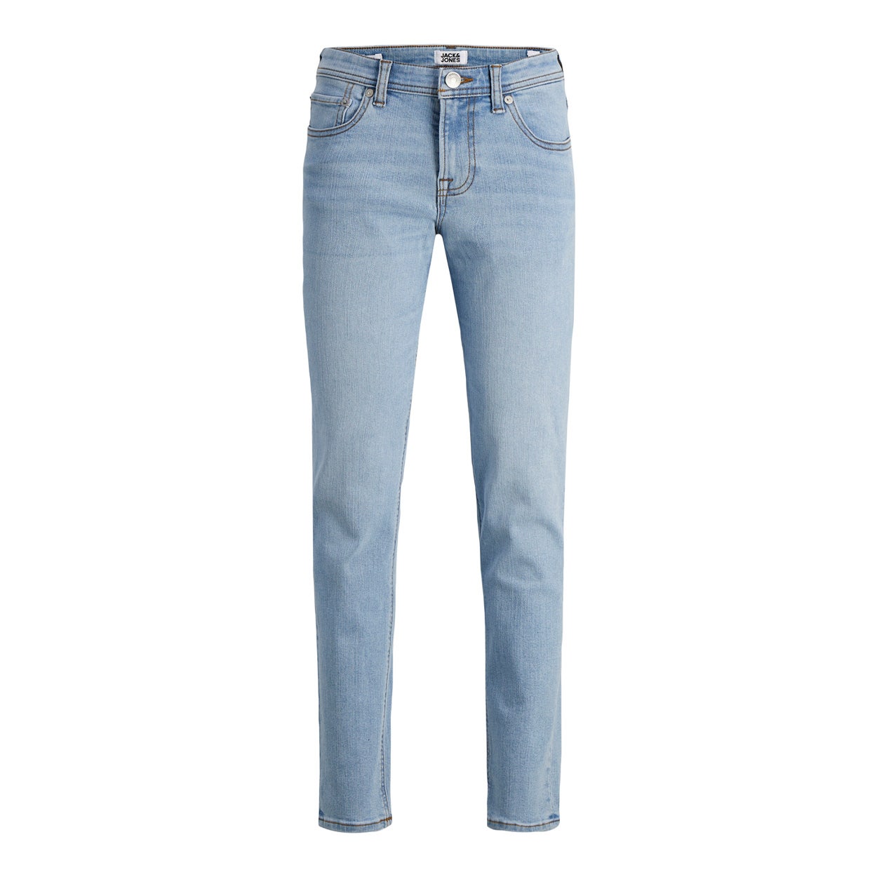 Jack & jones JUNIOR slim fit jeans JJIGLENN JJORIGINAL SQ 730 SN JNR light blue denim Blauw Jongens Stretchdenim 134