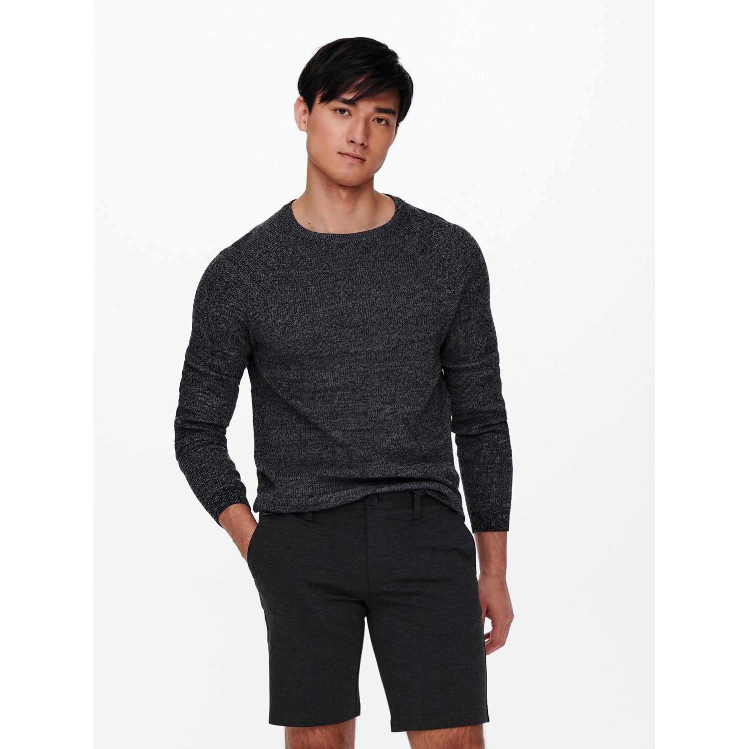 Only & Sons Trui Onsdennis 12 Struc Raglan Crew Neck 22018201 Black Mannen Maat - S