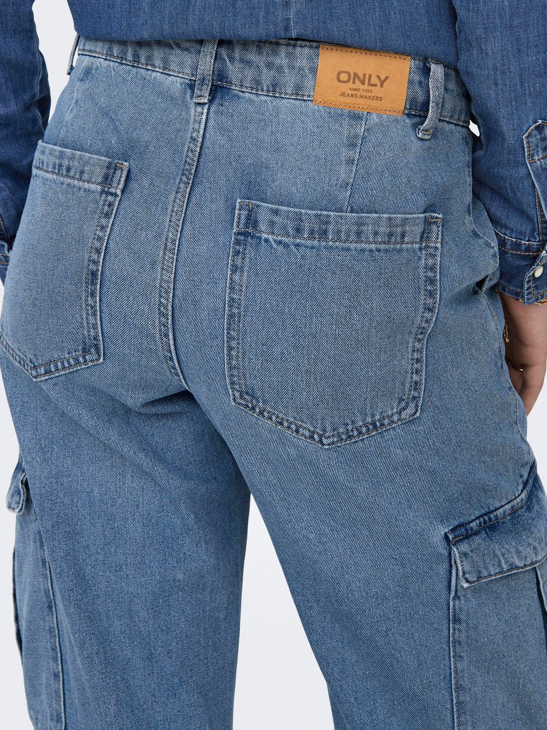 ONLY ONLRILEY HW STR CARGO DNM PIM875 NOOS Dames Jeans - Maat W28 X L30
