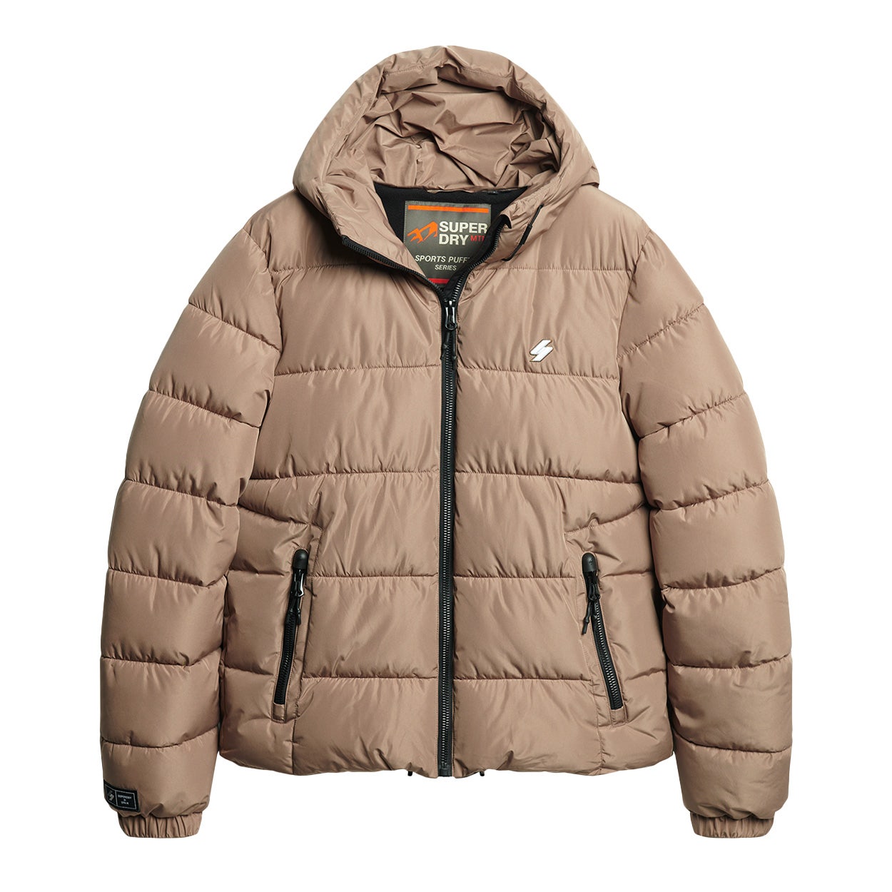 Superdry Gewatteerde jas HOODED SPORTS PUFFR JACKET met contrastkleurig borduursel