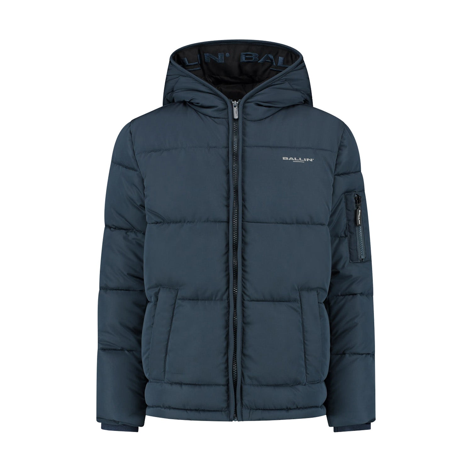 Ballin gewatteerde winterjas donkerblauw Jongens Polyester Capuchon 164