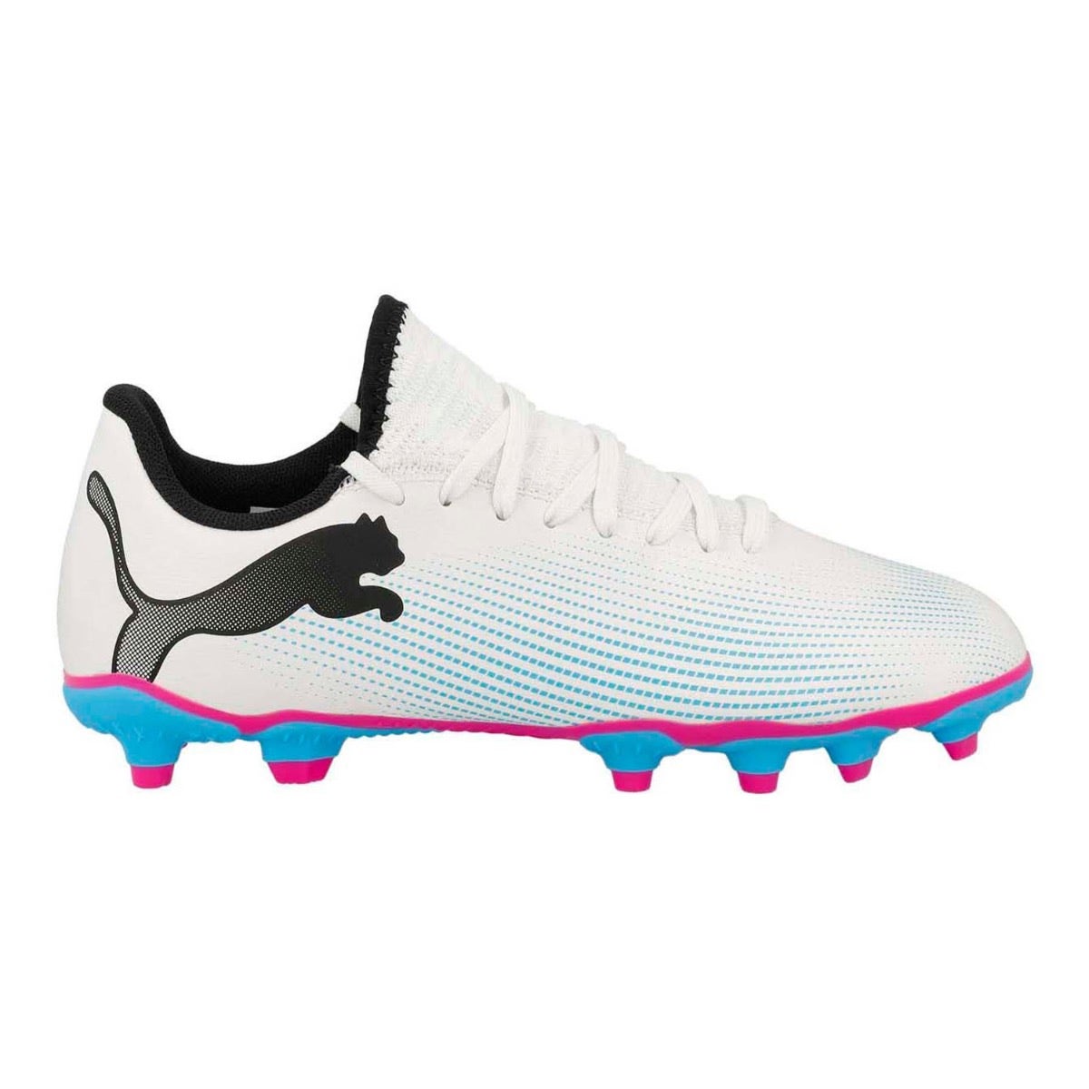 PUMA FUTURE 7 PLAY FG/AG Jr FALSE Sportschoenen - PUMA White-PUMA Black-Poison Pink - Maat 38.5