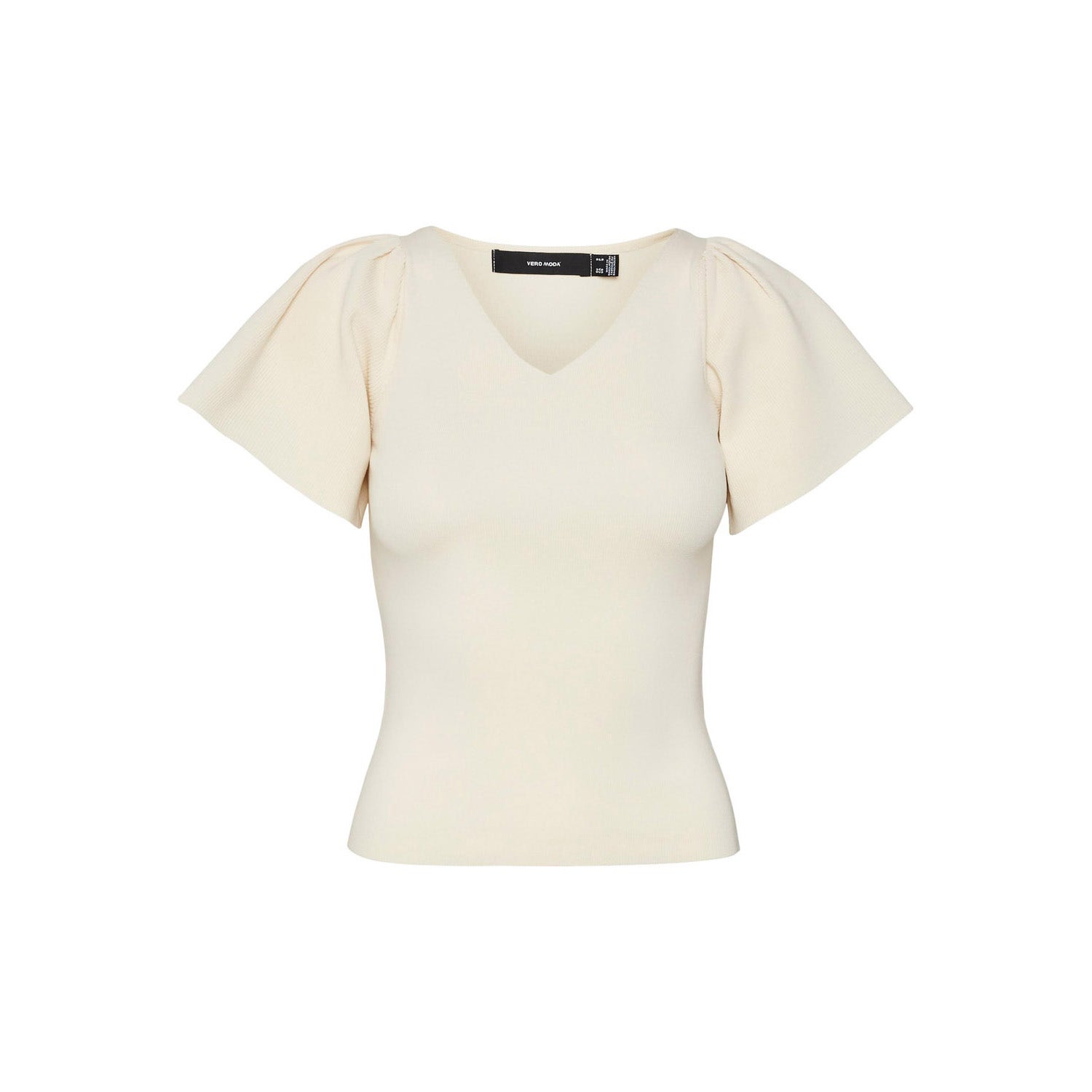 Vero Moda T-shirt Vmginny Ss V-neck Pullover Noos 10278323 Eggnog Dames Maat - XL