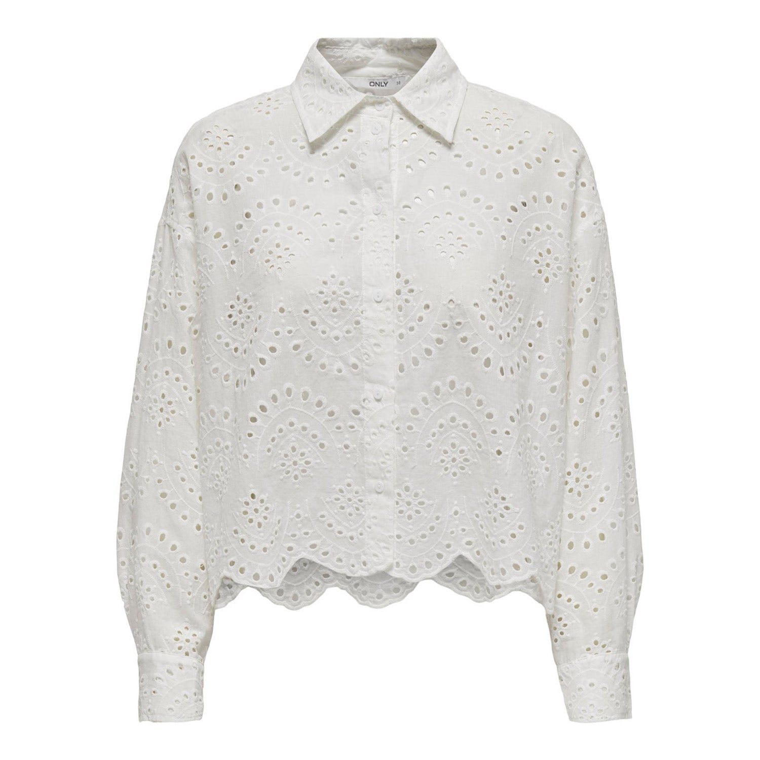 Only Korte overhemdblouse met broderie anglaise model 'VALAIS'