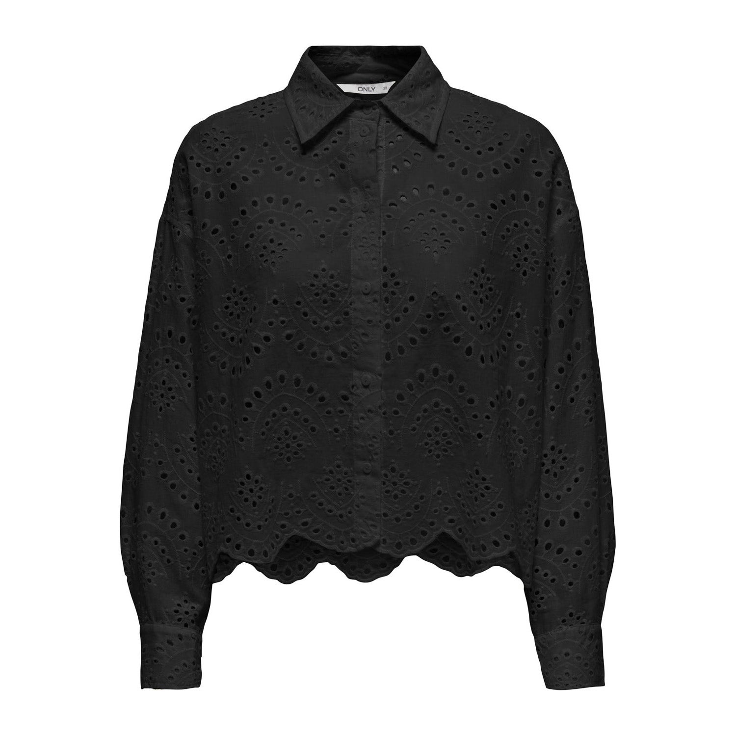Only Loose fit blouse met lange mouwen van puur katoen met broderie anglaise model 'VALAIS'