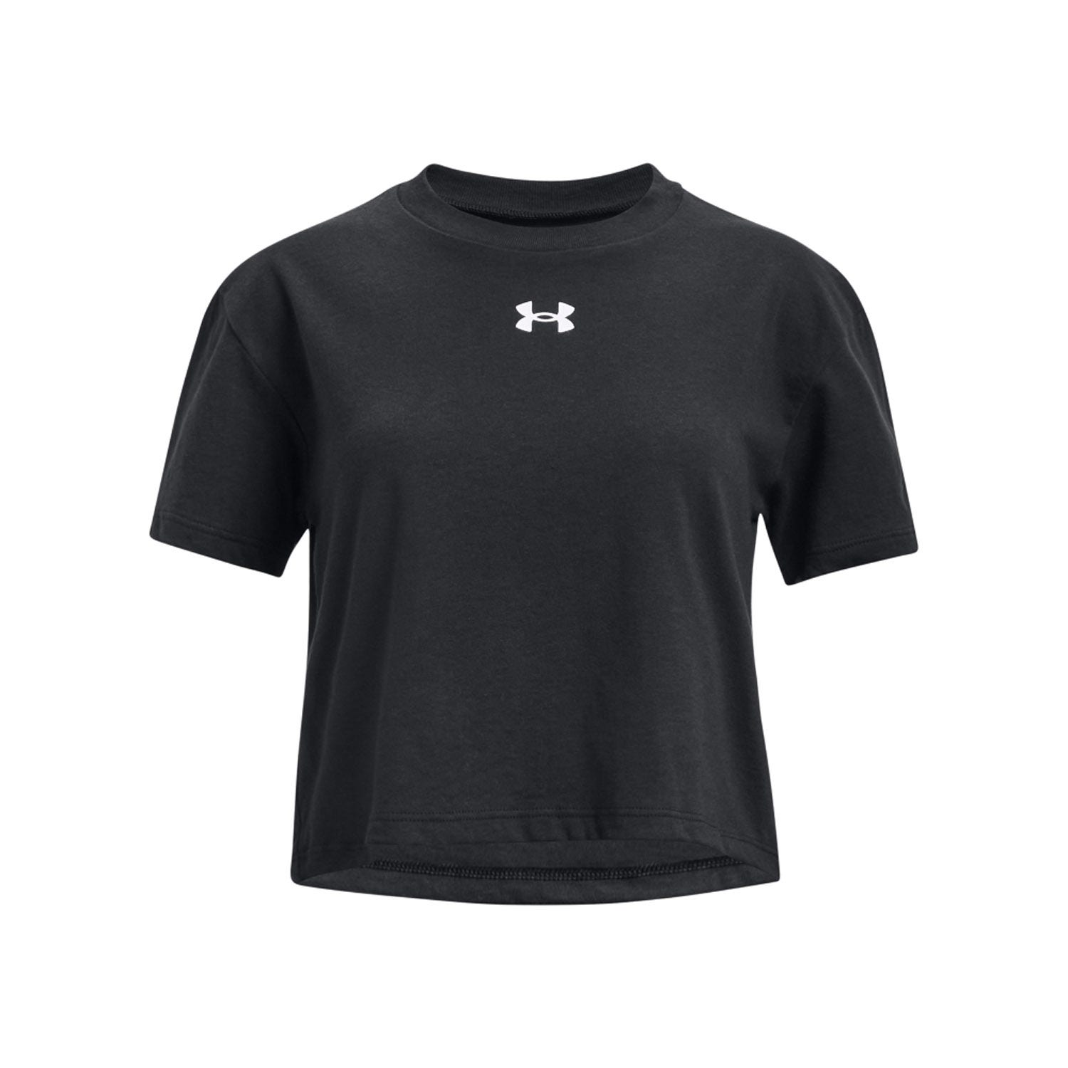 Under Armour sportshirt Sportstyle Logo zwart wit Sport t-shirt Meisjes Katoen Ronde hals 152