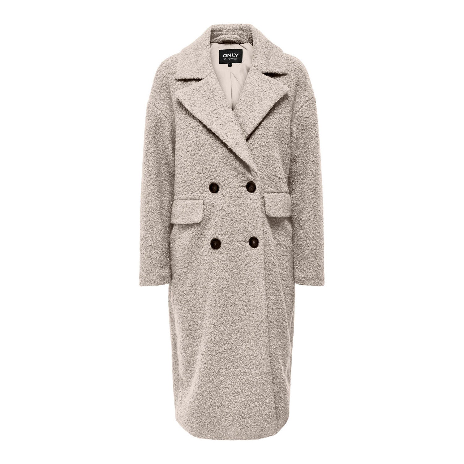Only Materiaal met reverskraag in bouclé model 'VALERIA'