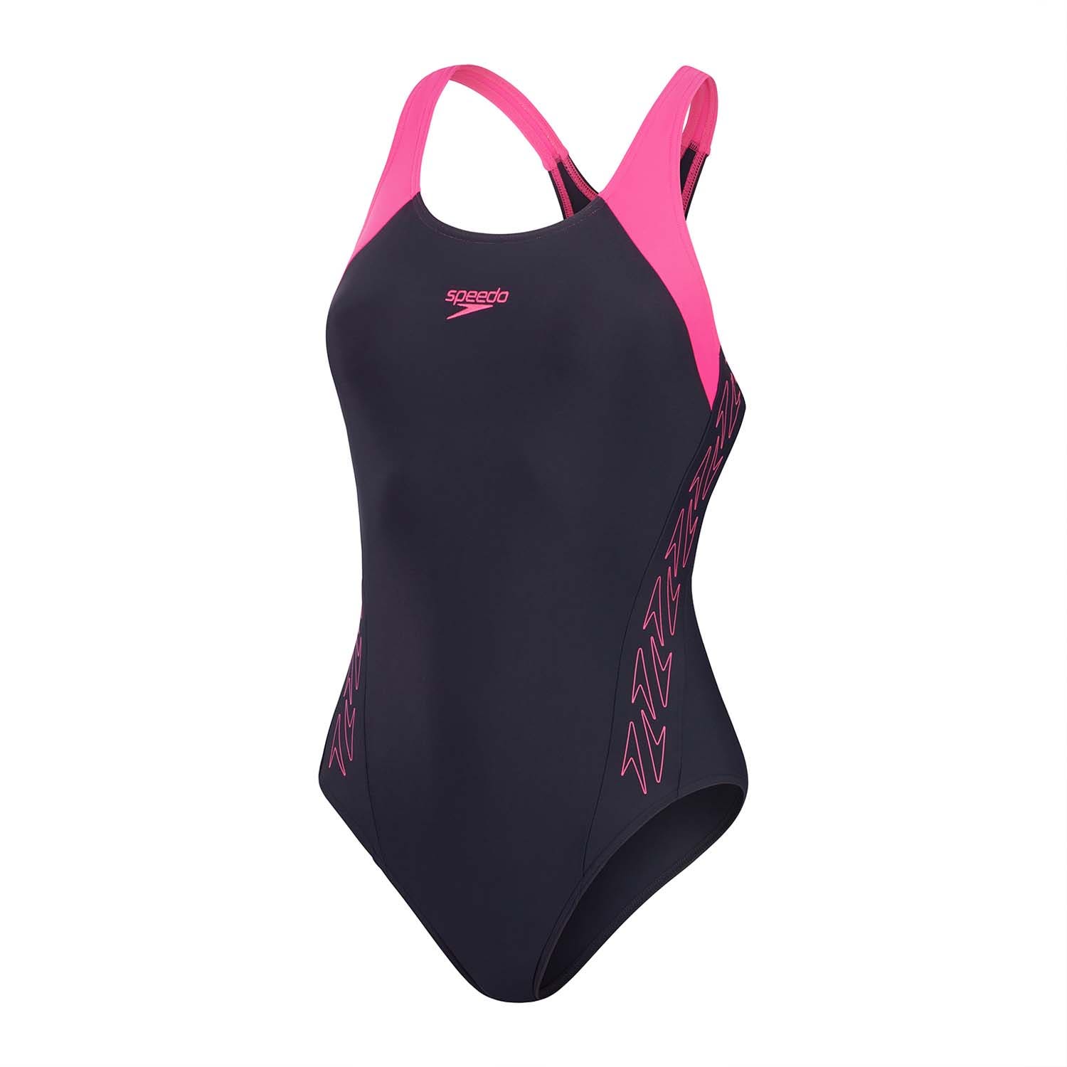 Speedo ECO EnduraFlex sportbadpak Hyperboom Racerback donkerblauw roze