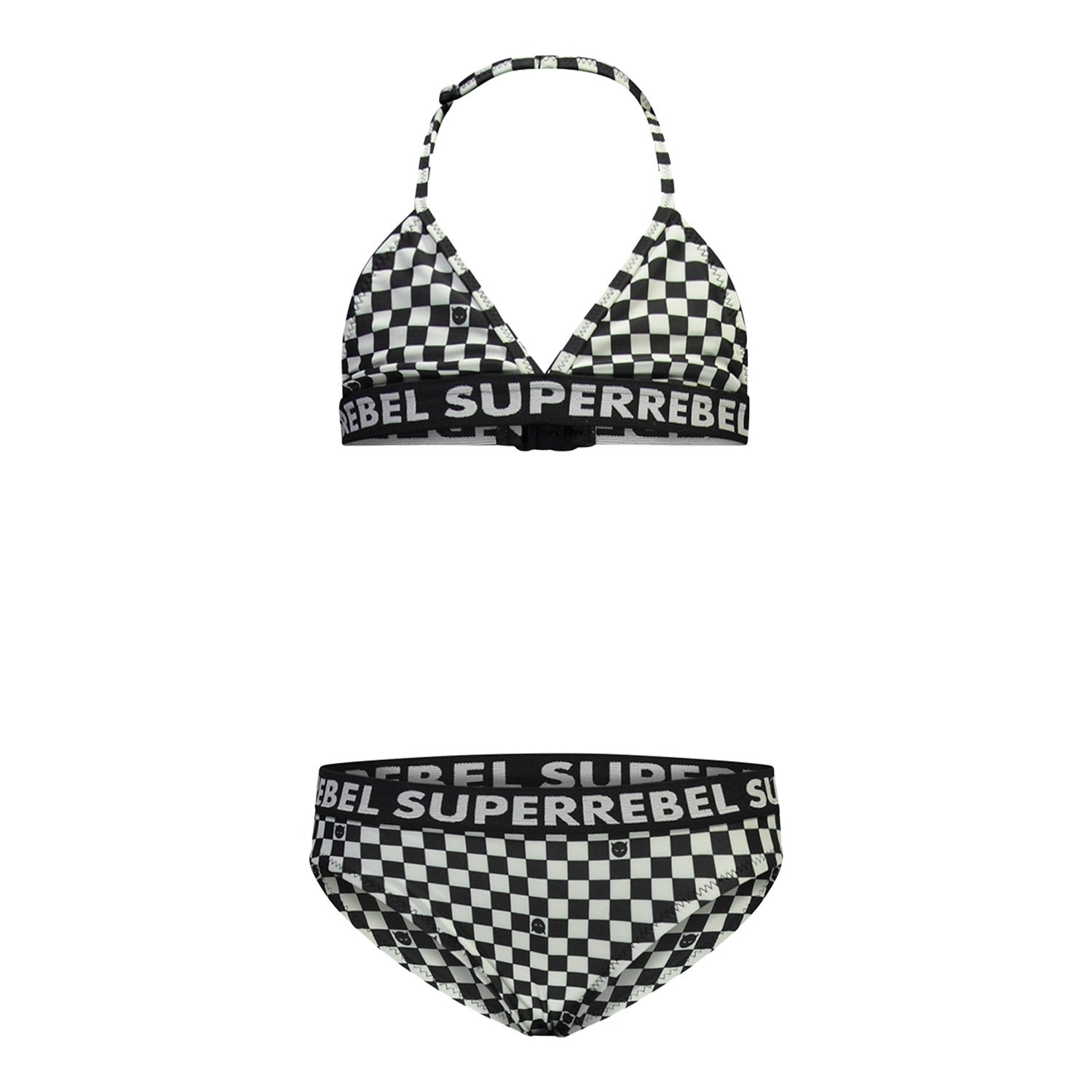 SuperRebel triangel bikini Isla zwart mintgroen Meisjes Gerecycled polyester 128