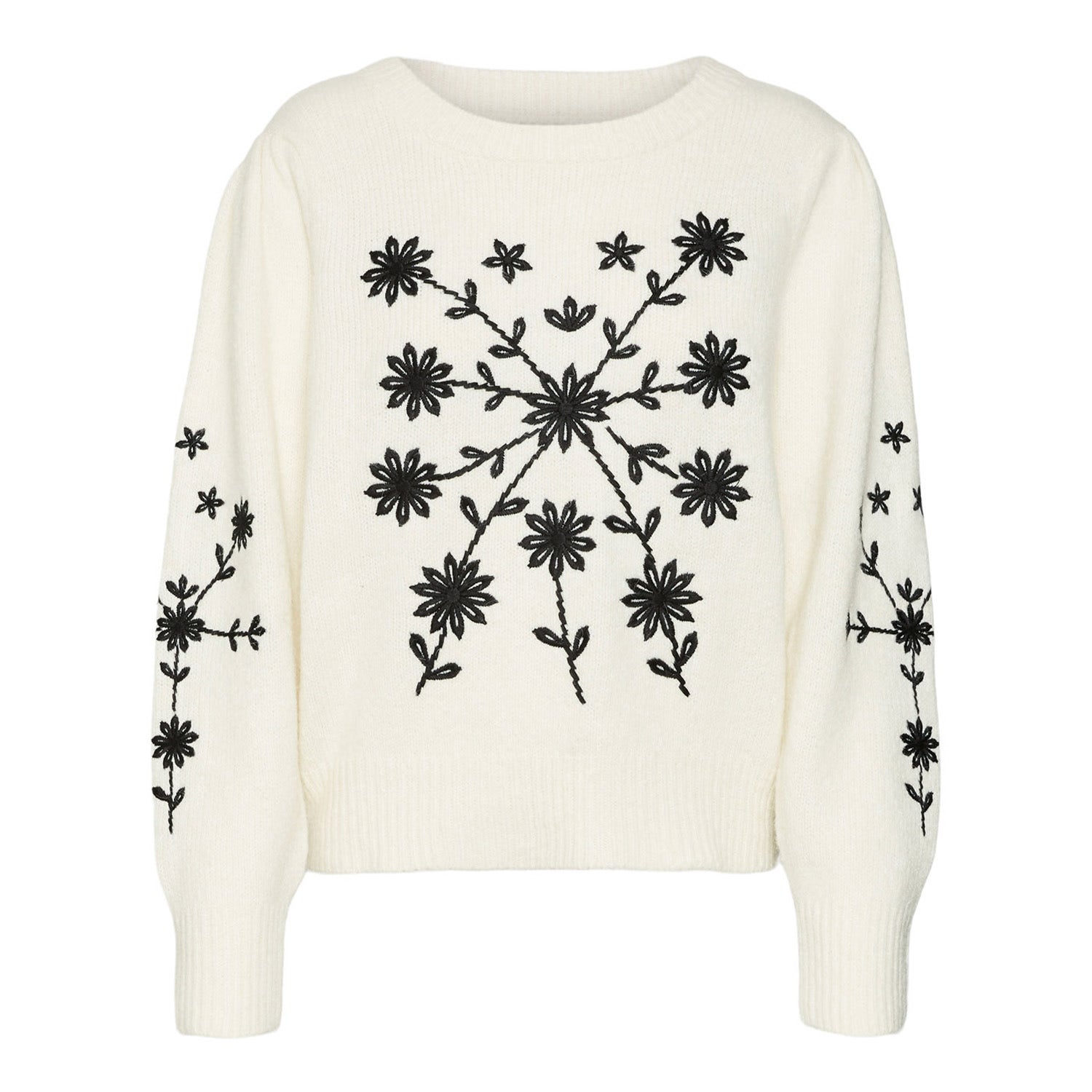 VERO MODA VMGAIA LS O-NECK EMBROIDERY PULLOVER GA Dames Trui - Maat M