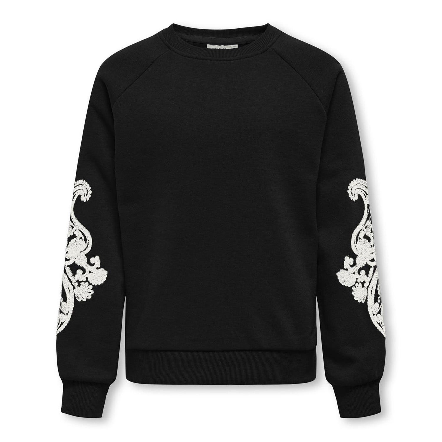 ONLY KIDS GIRL gebloemde sweater KOGEASTON LIFE zwart