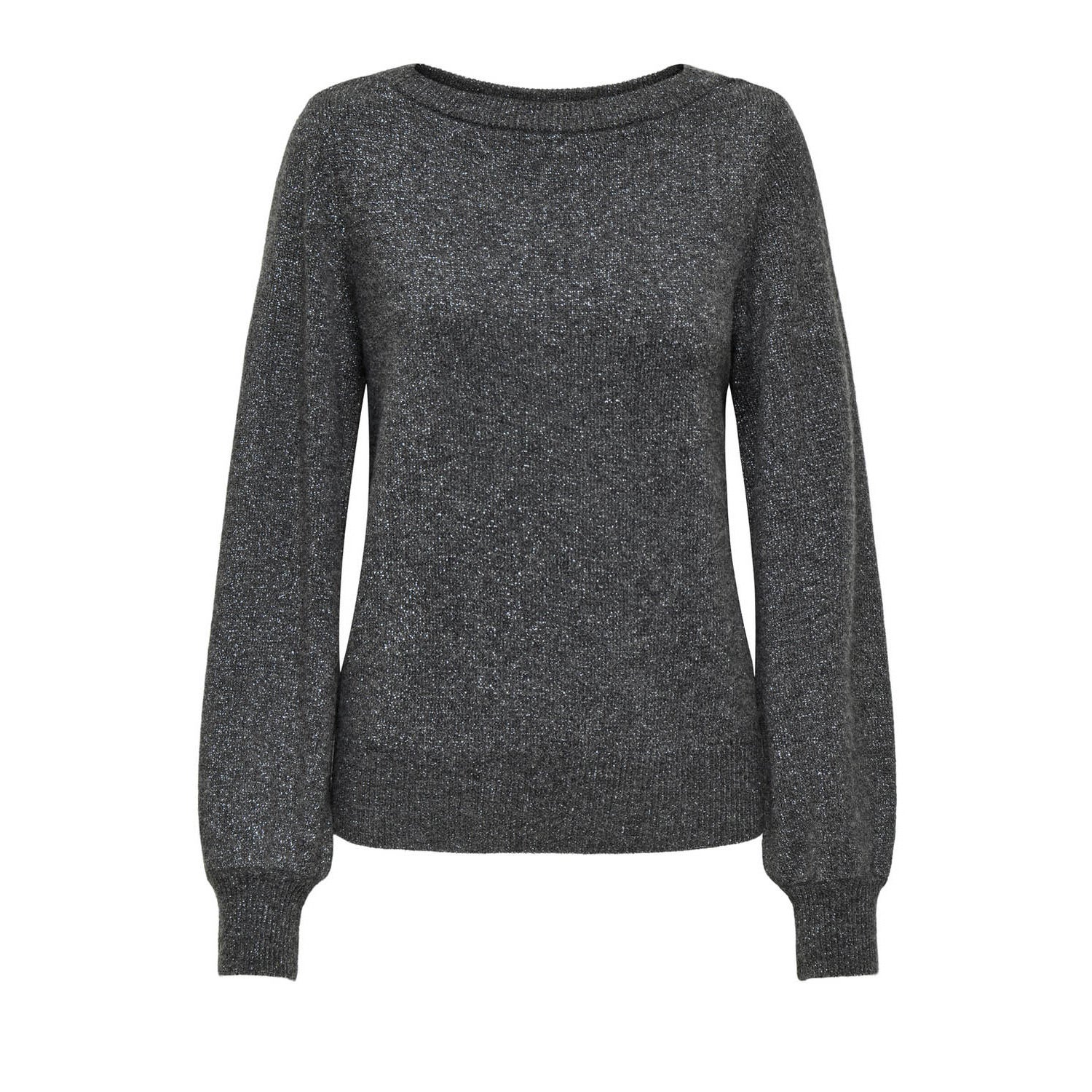 Jacqueline de Yong Trui Jdyrue Glitter L/s Boat Pullove Knt 15330648 Dark Grey/melange Dames Maat - L