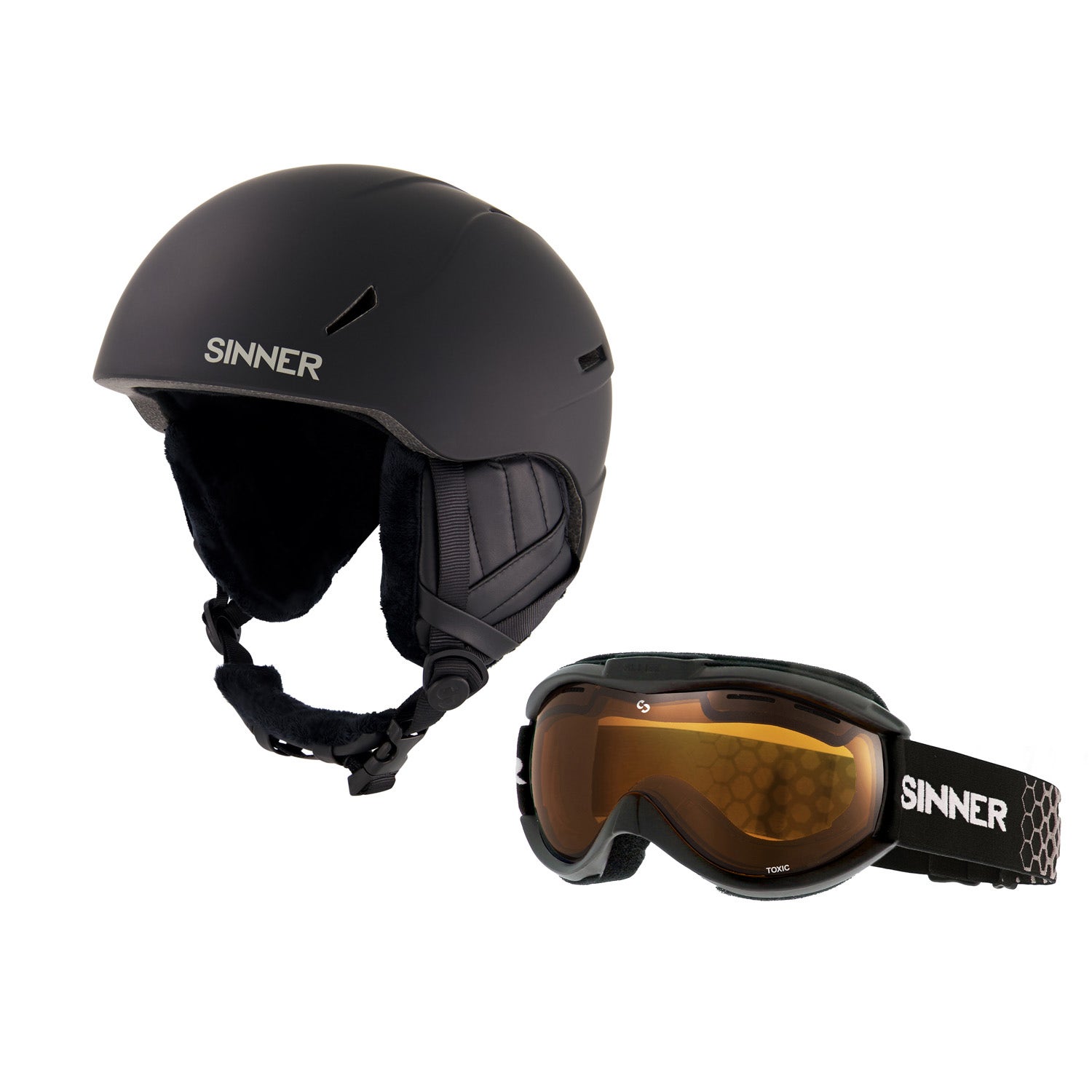 Sinner COMBI-PACK - CREST skihelm + TOXIC skibril - Zwart - Maat M