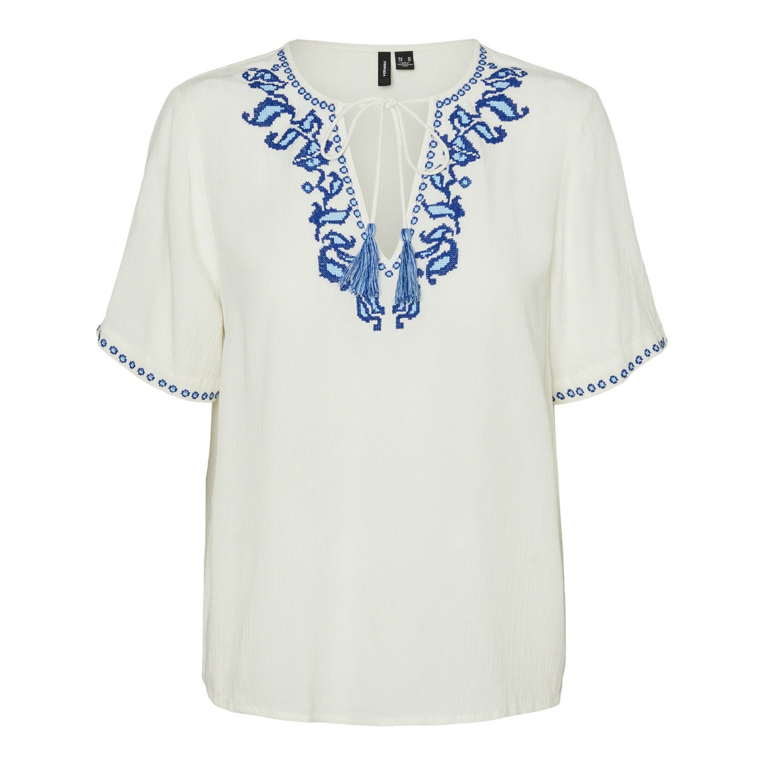 Vero Moda Blouse Vmsvella S/s V-neck Top Wvn Exp Ga 10317606 Birch/cornflower Dames Maat - L