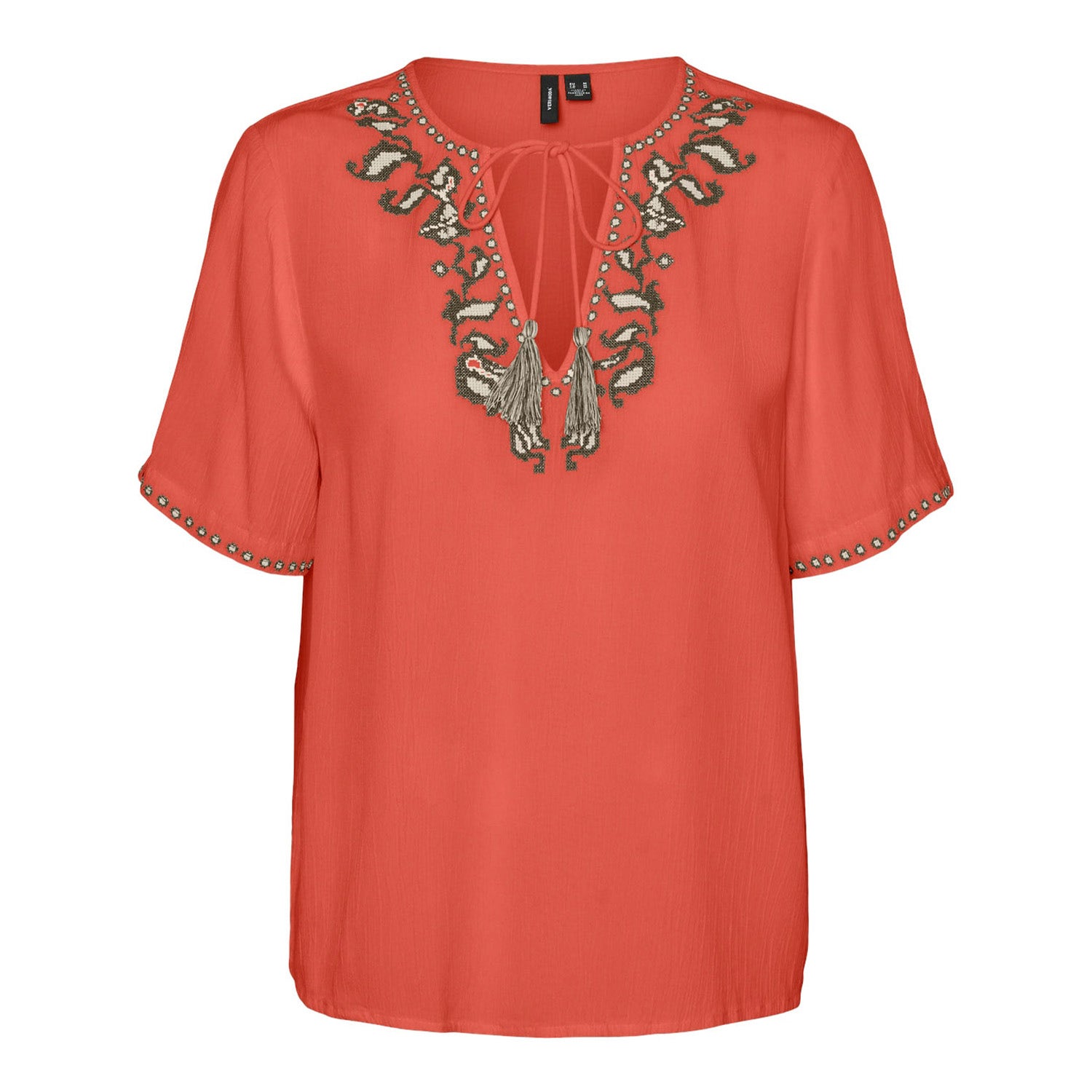Vero Moda Blouse Vmsvella S/s V-neck Top Wvn Exp Ga 10317606 Burnt Sienna Dames Maat - L