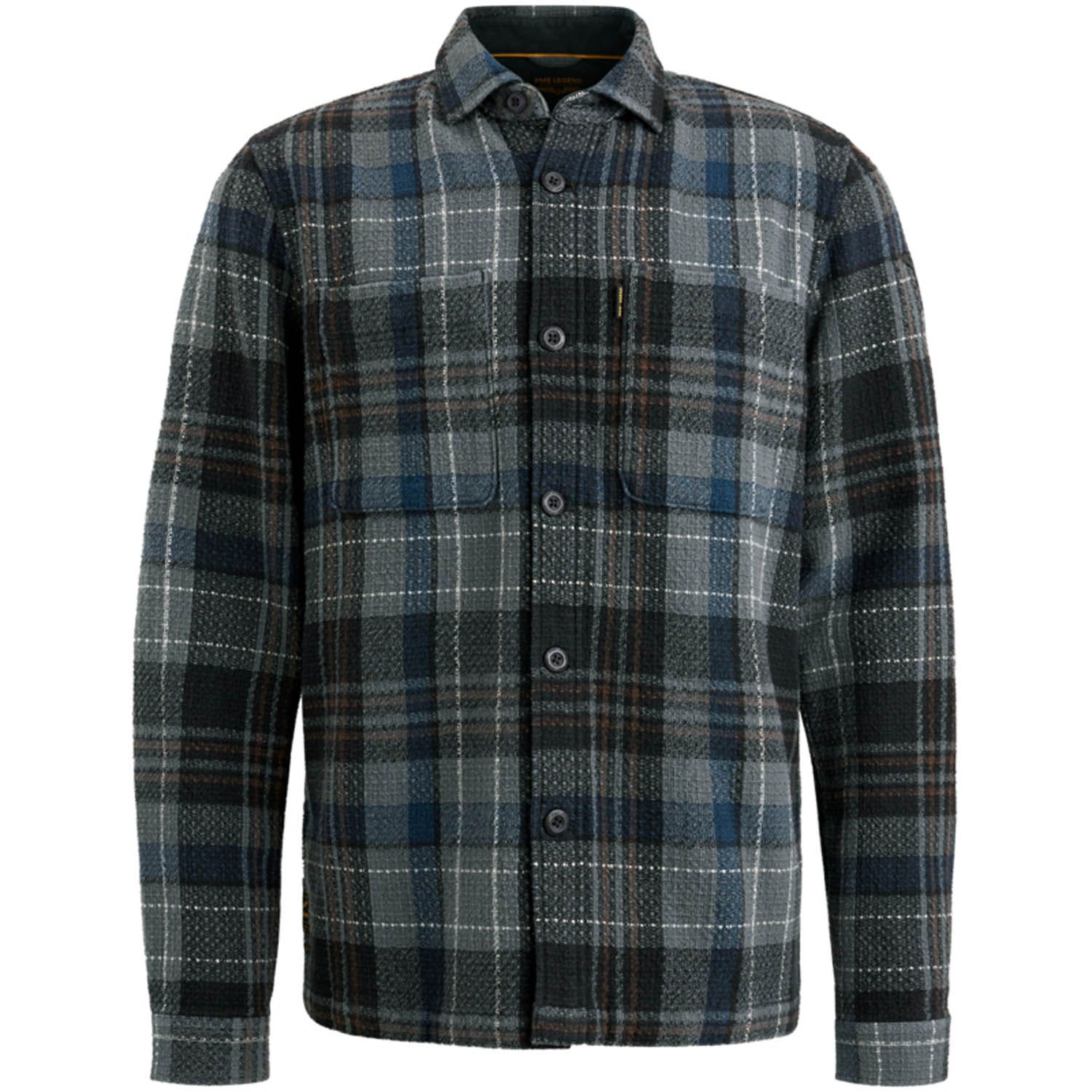 PME LEGEND Heren Overhemden Long Sleeve Shirt Dobby Mattweave Antraciet
