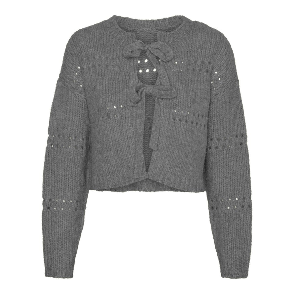 Vero Moda Vest Vmadelina Ls Short Two Way Cardigan 10320590 Medium Grey Melange Dames Maat - L