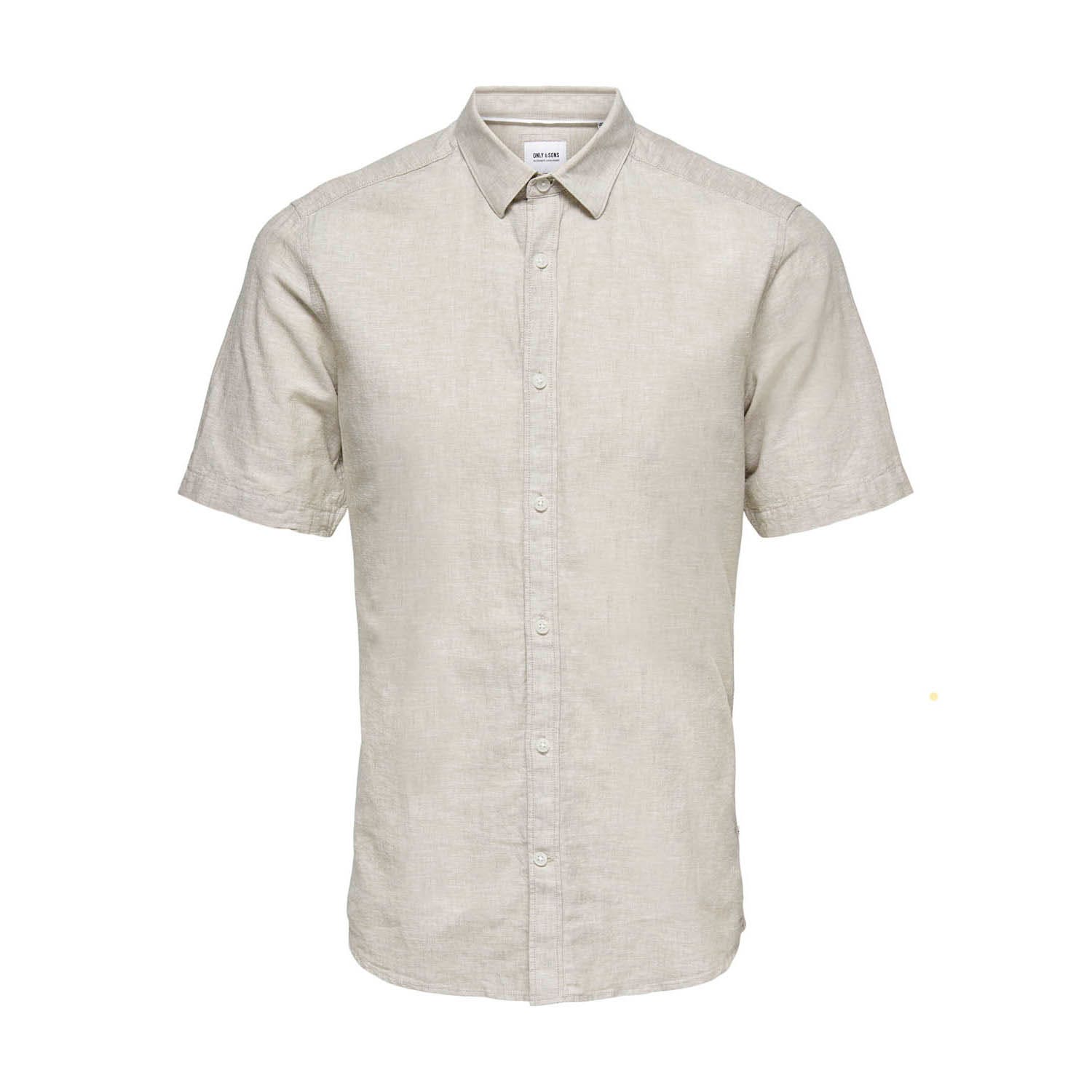 ONLY & SONS Overhemd met korte mouwen ONSCAIDEN SS SOLID LINEN SHIRT NOOS