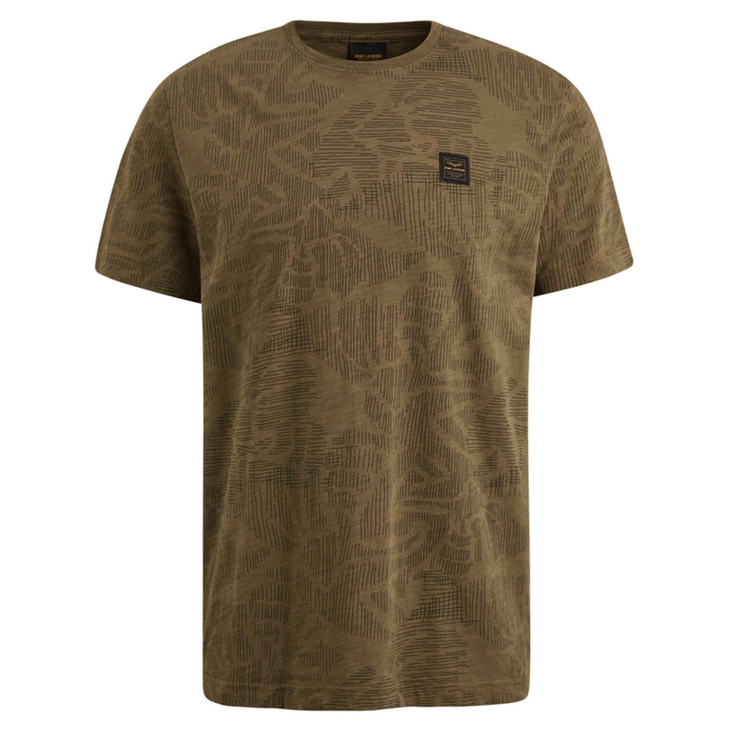 PME LEGEND Heren Polo's & T-shirts Short Sleeve R-neck Slub Jersey Aop Groen
