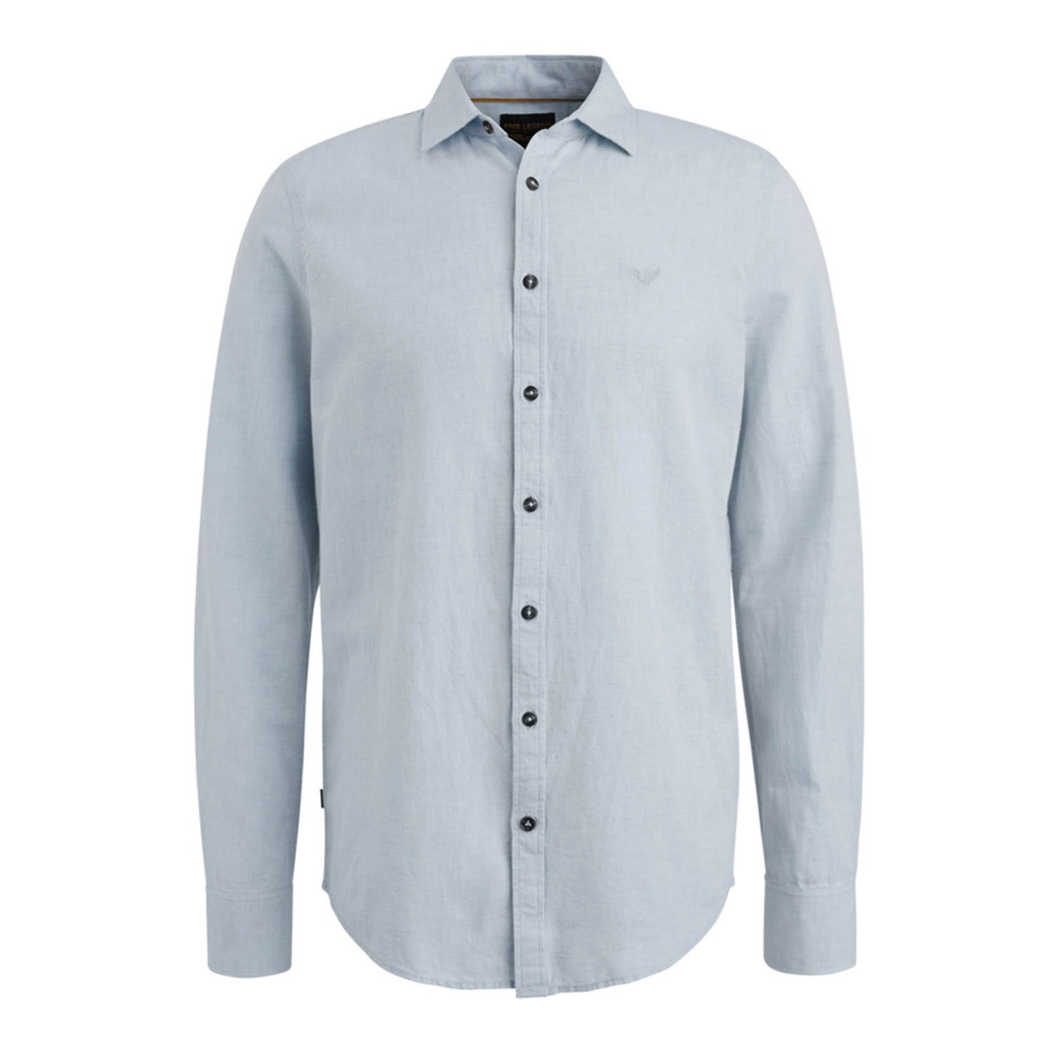 PME LEGEND Heren Overhemden Long Sleeve Shirt Cotton Linen 2 Tone Blauw