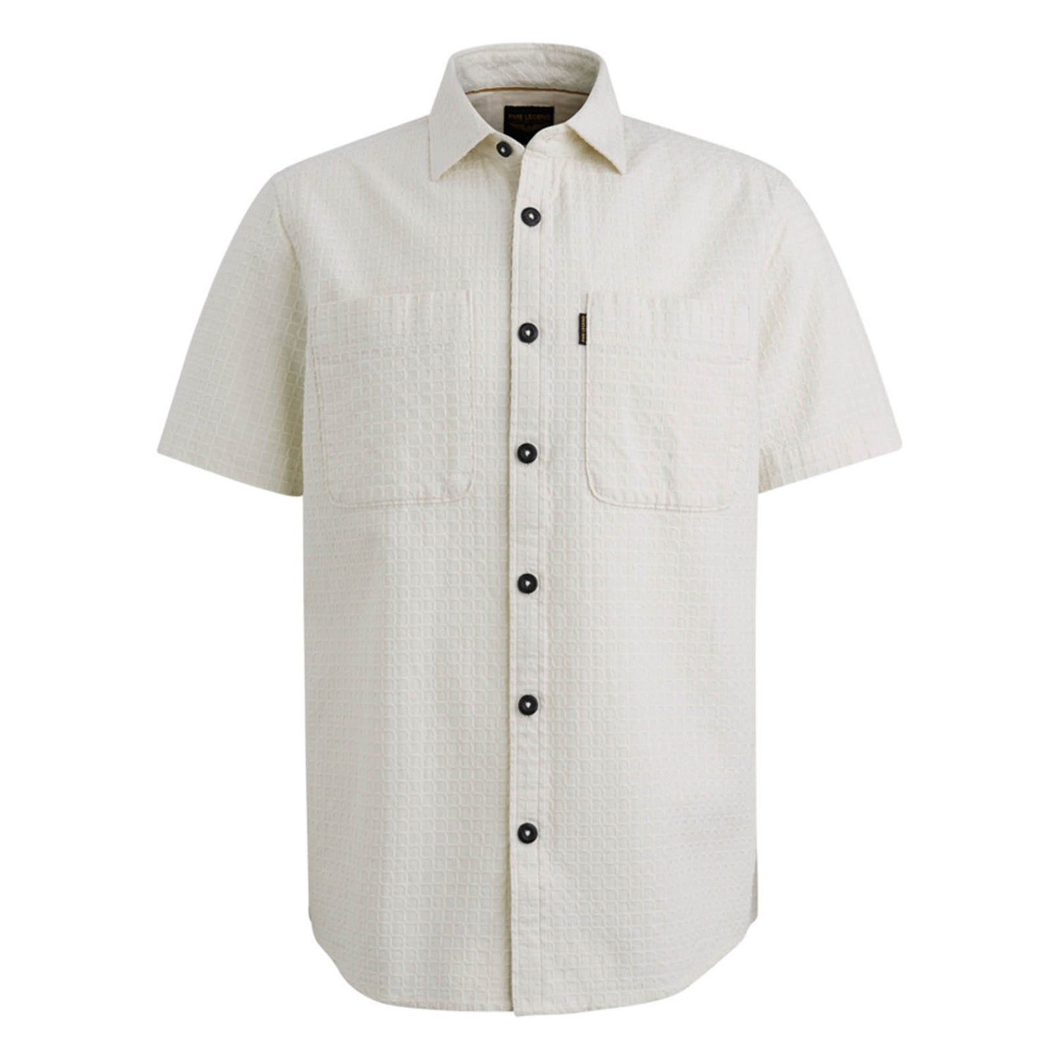 PME LEGEND Heren Overhemden Short Sleeve Shirt Structure Dobby Beige