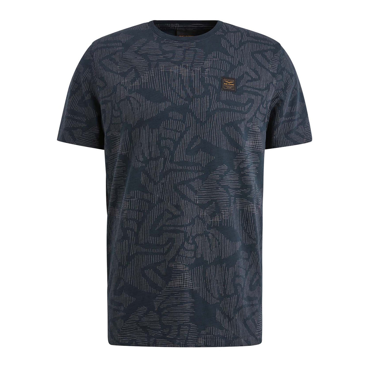 PME LEGEND Heren Polo's & T-shirts Short Sleeve R-neck Slub Jersey Aop Blauw