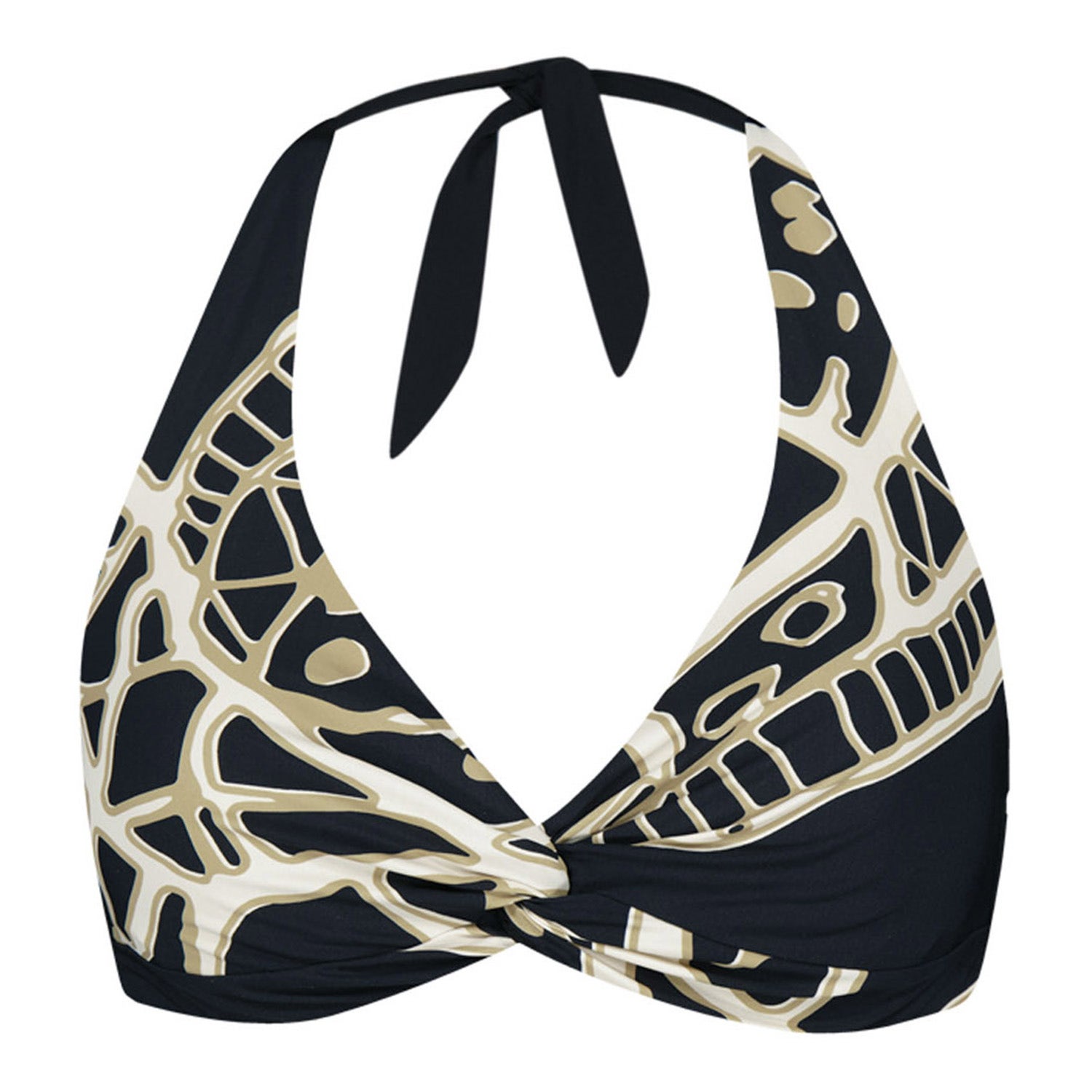 Barts voorgevormde halter bikinitop Buhrn zwart beige