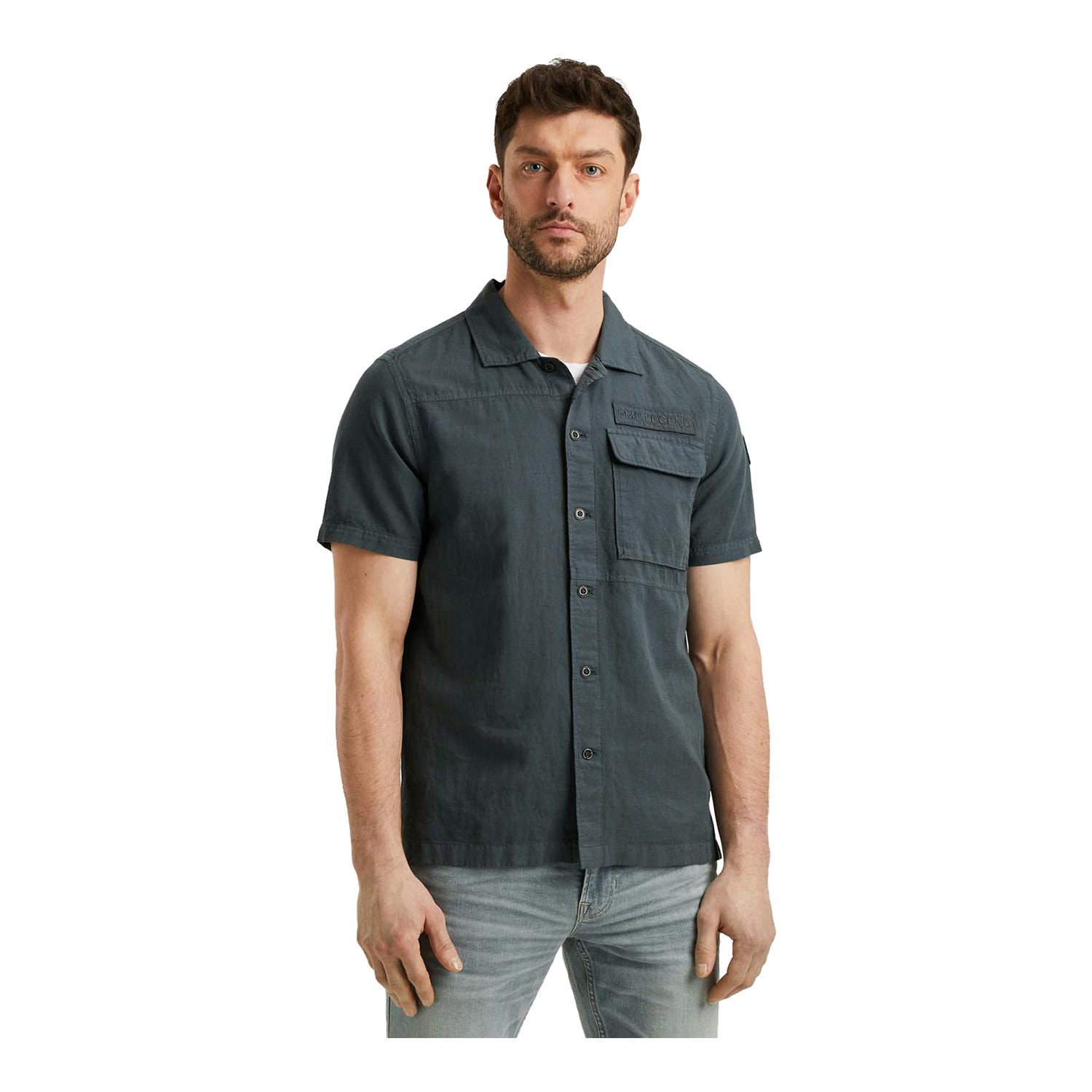 PME LEGEND Heren Overhemden Ctn linen Cargo Freedom Grijs