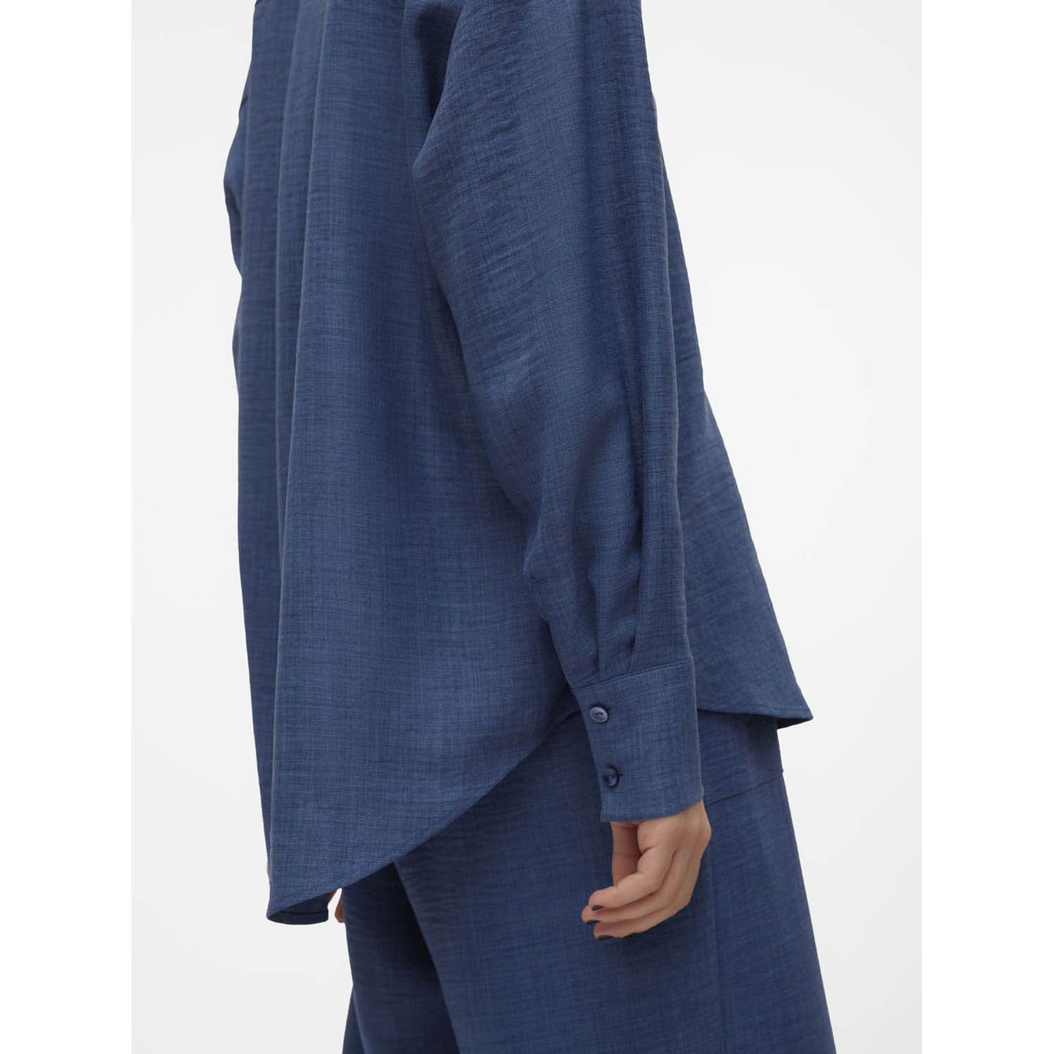 Vero Moda Blouse Vmmelaney Queeny Ls Shirt Wvn Noos 10316389 Dark Denim/melange Dames Maat - XS